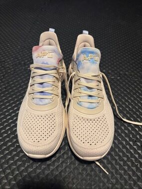 APL Beige Knit Sneakers with Pastel Tie-Dye Tongues